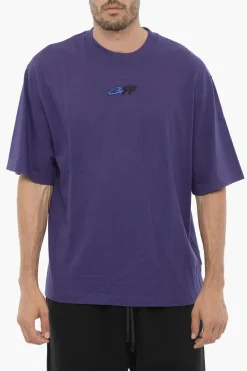 T-Shirt Girocollo in Cotone con Ricamo Logo>Off-White Outlet