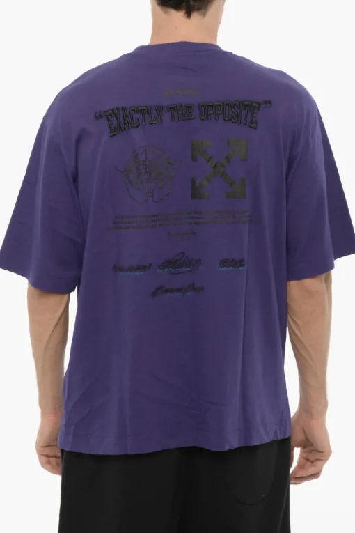 T-Shirt Girocollo in Cotone con Ricamo Logo>Off-White Outlet