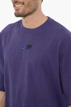 T-Shirt Girocollo in Cotone con Ricamo Logo></noscript>Off-White Outlet