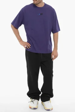 T-Shirt Girocollo in Cotone con Ricamo Logo></noscript>Off-White Outlet