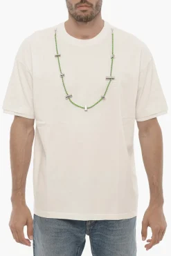 Discount T-shirt Girocollo in Cotone con Collana Removibile Uomo T-Shirt