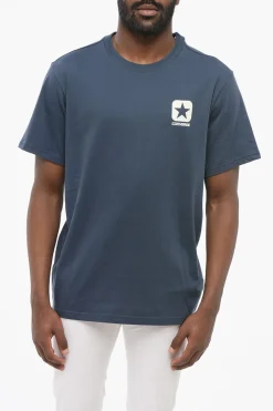 Sale T-shirt Girocollo in Cotone con Logo a Contrasto e in Rilievo Uomo T-Shirt
