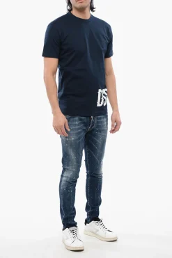 Online T-Shirt Girocollo in Cotone con Logo Stampato Uomo T-Shirt