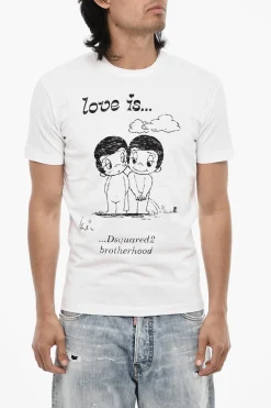Discount T-shirt Girocollo in Cotone con Stampa in Rilievo Uomo T-Shirt