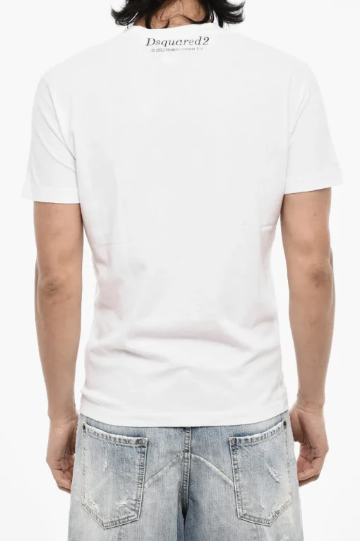 Discount T-shirt Girocollo in Cotone con Stampa in Rilievo Uomo T-Shirt
