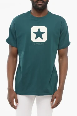 Online T-shirt Girocollo In Cotone con Logo a Contrasto e In Rilievo Uomo T-Shirt