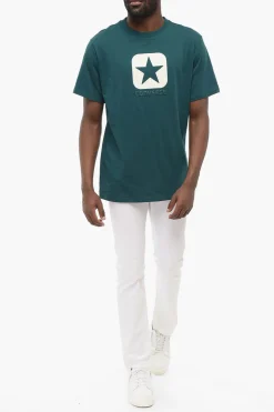 Online T-shirt Girocollo In Cotone con Logo a Contrasto e In Rilievo Uomo T-Shirt