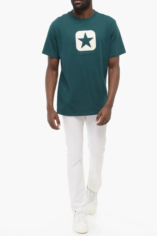 Online T-shirt Girocollo In Cotone con Logo a Contrasto e In Rilievo Uomo T-Shirt