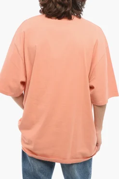 T-Shirt Girocollo in Cotone Organico a Tinta Unita con Logo Ricamato>032c Best