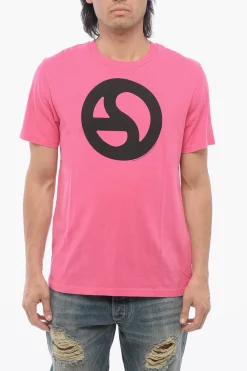 T-shirt Girocollo In Cotone con Stampa a Contrasto>Acne Studios Discount