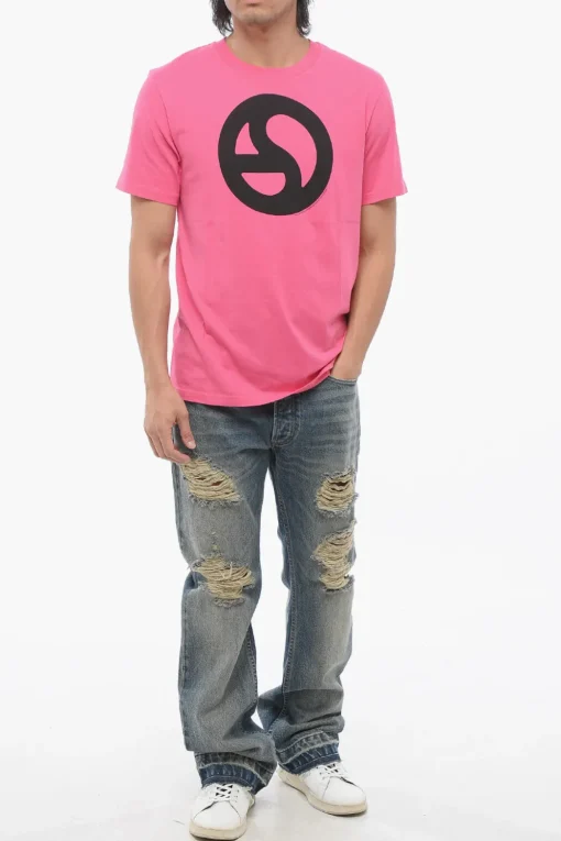 T-shirt Girocollo In Cotone con Stampa a Contrasto>Acne Studios Discount