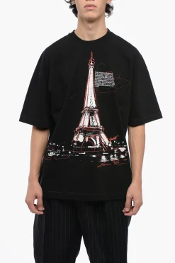 Discount T-shirt Girocollo in Cotone con Stampa Frontale Uomo T-Shirt