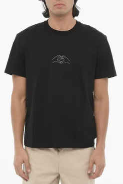 T-shirt Girocollo in Cotone con Stampa>Neil Barrett Sale