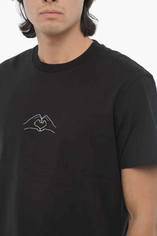 T-shirt Girocollo in Cotone con Stampa>Neil Barrett Sale