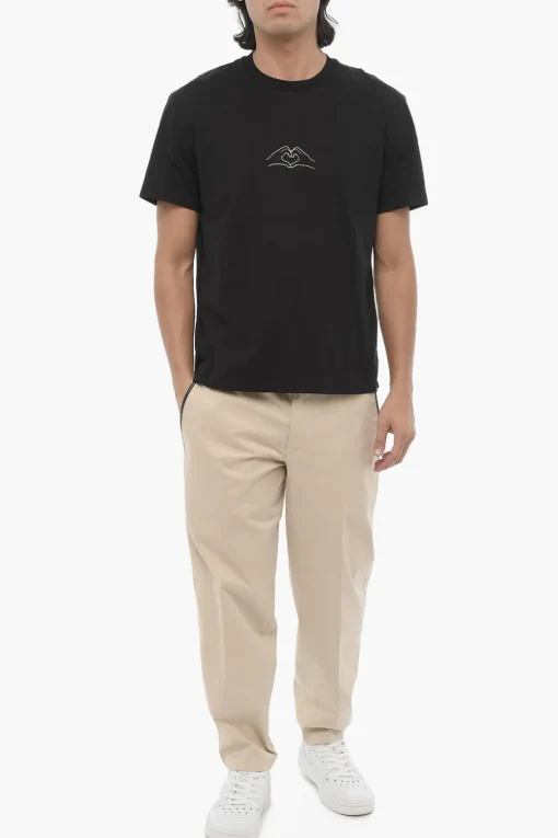 T-shirt Girocollo in Cotone con Stampa>Neil Barrett Sale