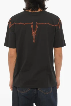 Tshirt Girocollo in Cotone con Stampa a Contrasto>Marcelo Burlon Best
