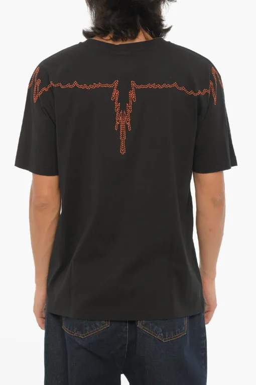 Tshirt Girocollo in Cotone con Stampa a Contrasto>Marcelo Burlon Best