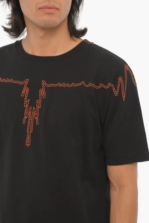 Tshirt Girocollo in Cotone con Stampa a Contrasto>Marcelo Burlon Best