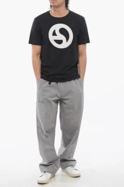 T-shirt Girocollo In Cotone con Stampa a Contrasto></noscript>Acne Studios Hot