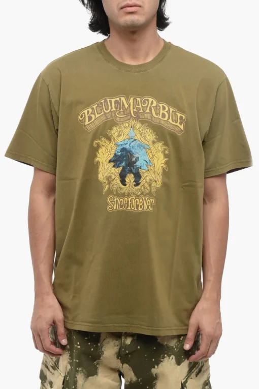 T-shirt Girocollo in Cotone con Stampa Frontale>Bluemarble Best
