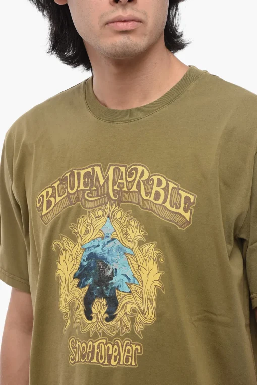 T-shirt Girocollo in Cotone con Stampa Frontale>Bluemarble Best