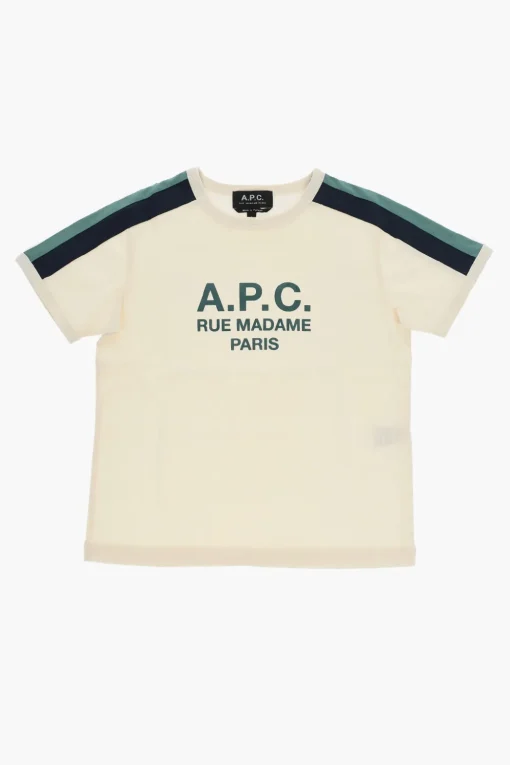 Best T-shirt Girocollo In Cotone con Bande Laterali a Contrasto Bambino Abbigliamento