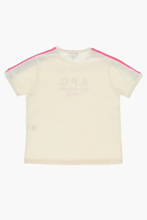 Outlet T-shirt Girocollo In Cotone con Bande Laterali a Contrasto Abbigliamento