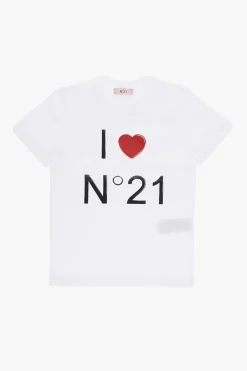 T-shirt Girocollo in Cotone con Logo>N.21 Kids Sale