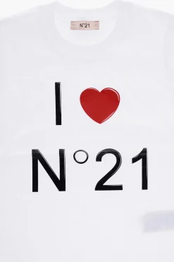 T-shirt Girocollo in Cotone con Logo>N.21 Kids Sale