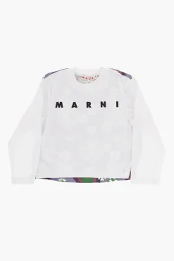 T-Shirt Girocollo in Doppio Tessuto a Maniche Lunghe>Marni Kids Outlet