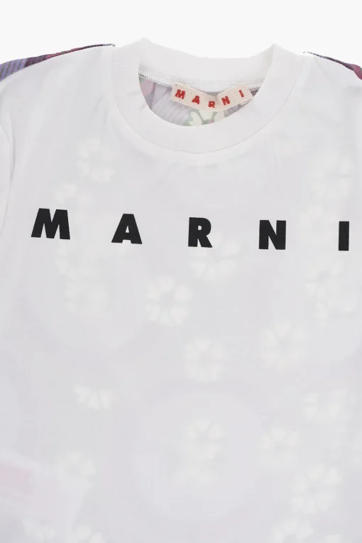 T-Shirt Girocollo in Doppio Tessuto a Maniche Lunghe>Marni Kids Outlet