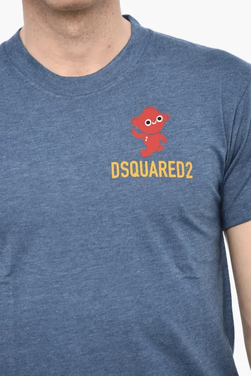 T-shirt Girocollo in Misto Cotone con Stampa>Dsquared2 Online