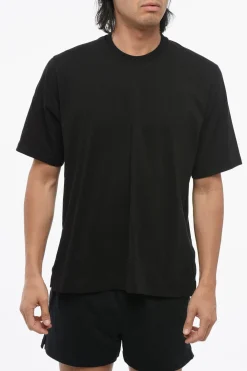 Clearance T-Shirt Girocollo in Misto Cotone Monocromo Uomo Intimo