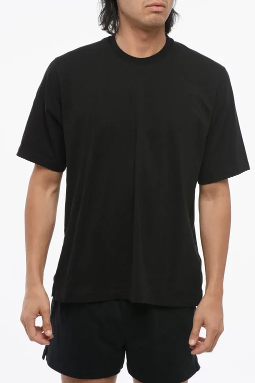 Clearance T-Shirt Girocollo in Misto Cotone Monocromo Uomo Intimo