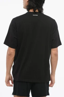 Clearance T-Shirt Girocollo in Misto Cotone Monocromo Uomo Intimo