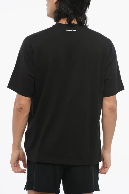 Clearance T-Shirt Girocollo in Misto Cotone Monocromo Uomo Intimo