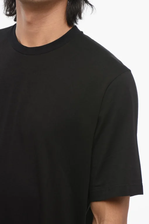 Clearance T-Shirt Girocollo in Misto Cotone Monocromo Uomo Intimo