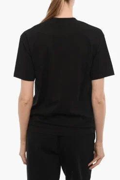 T-Shirt Girocollo in Tinta Unita con Logo a Contrasto>Ambush Clearance