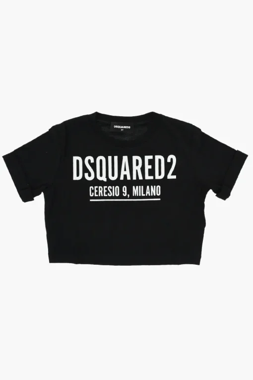 Outlet T-Shirt Girocollo in Tinta Unita con Logo a Contrasto Abbigliamento