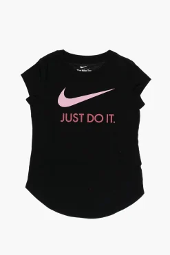 Discount T-Shirt Girocollo in Tinta Unita con Logo Glitter Abbigliamento