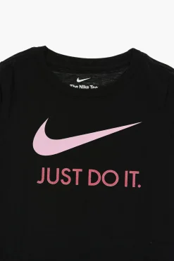 Discount T-Shirt Girocollo in Tinta Unita con Logo Glitter Abbigliamento