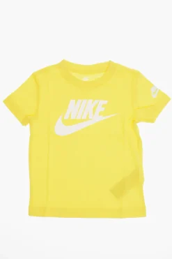 T-Shirt Girocollo in Tinta Unita con Logo Stampato>Nike KIDS New