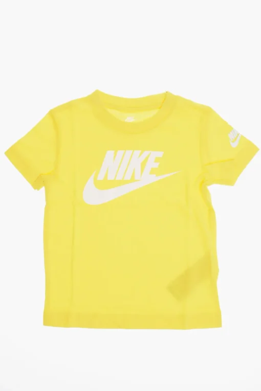 T-Shirt Girocollo in Tinta Unita con Logo Stampato>Nike KIDS New