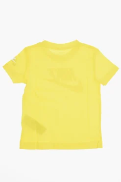 T-Shirt Girocollo in Tinta Unita con Logo Stampato></noscript>Nike KIDS New