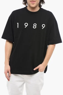 Online T-Shirt Girocollo in Tinta Unita con Logo a Contrasto Uomo T-Shirt