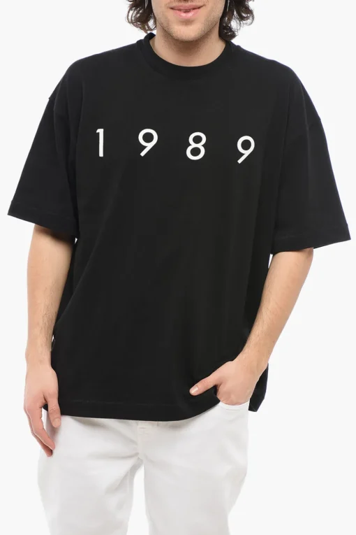 Online T-Shirt Girocollo in Tinta Unita con Logo a Contrasto Uomo T-Shirt