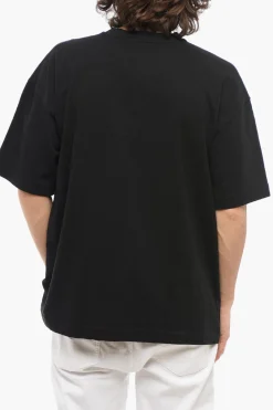 Online T-Shirt Girocollo in Tinta Unita con Logo a Contrasto Uomo T-Shirt