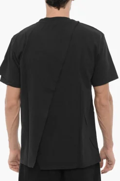 Hot T-Shirt Girocollo in Tinta Unita Sovrapposta Uomo T-Shirt