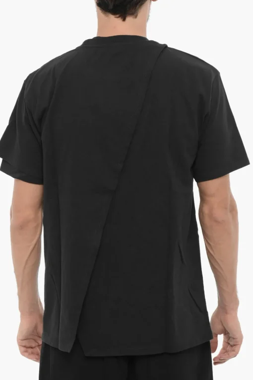 Hot T-Shirt Girocollo in Tinta Unita Sovrapposta Uomo T-Shirt