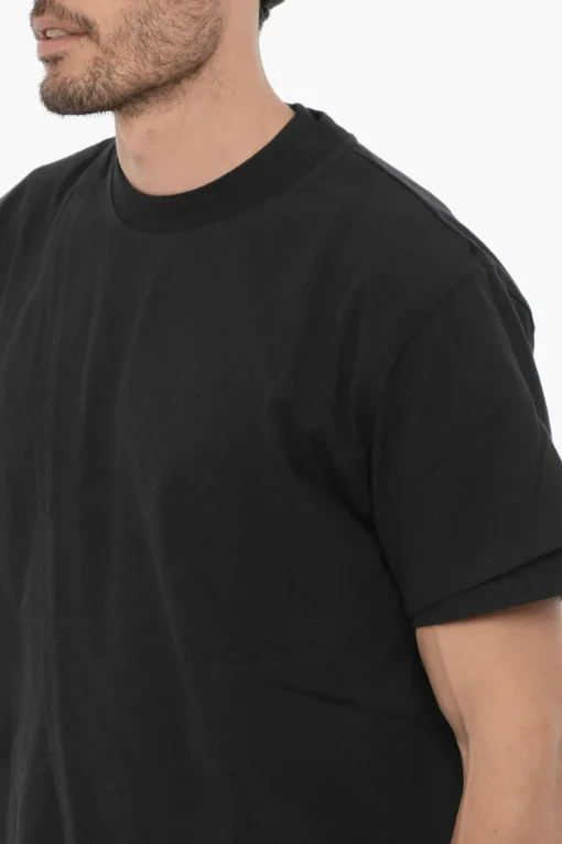 Hot T-Shirt Girocollo in Tinta Unita Sovrapposta Uomo T-Shirt